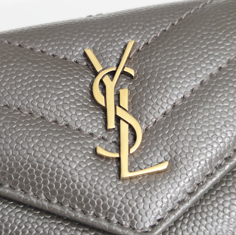 Yves Saint Laurent Brown Wallet with Gold Logo - Picture 3 of 11